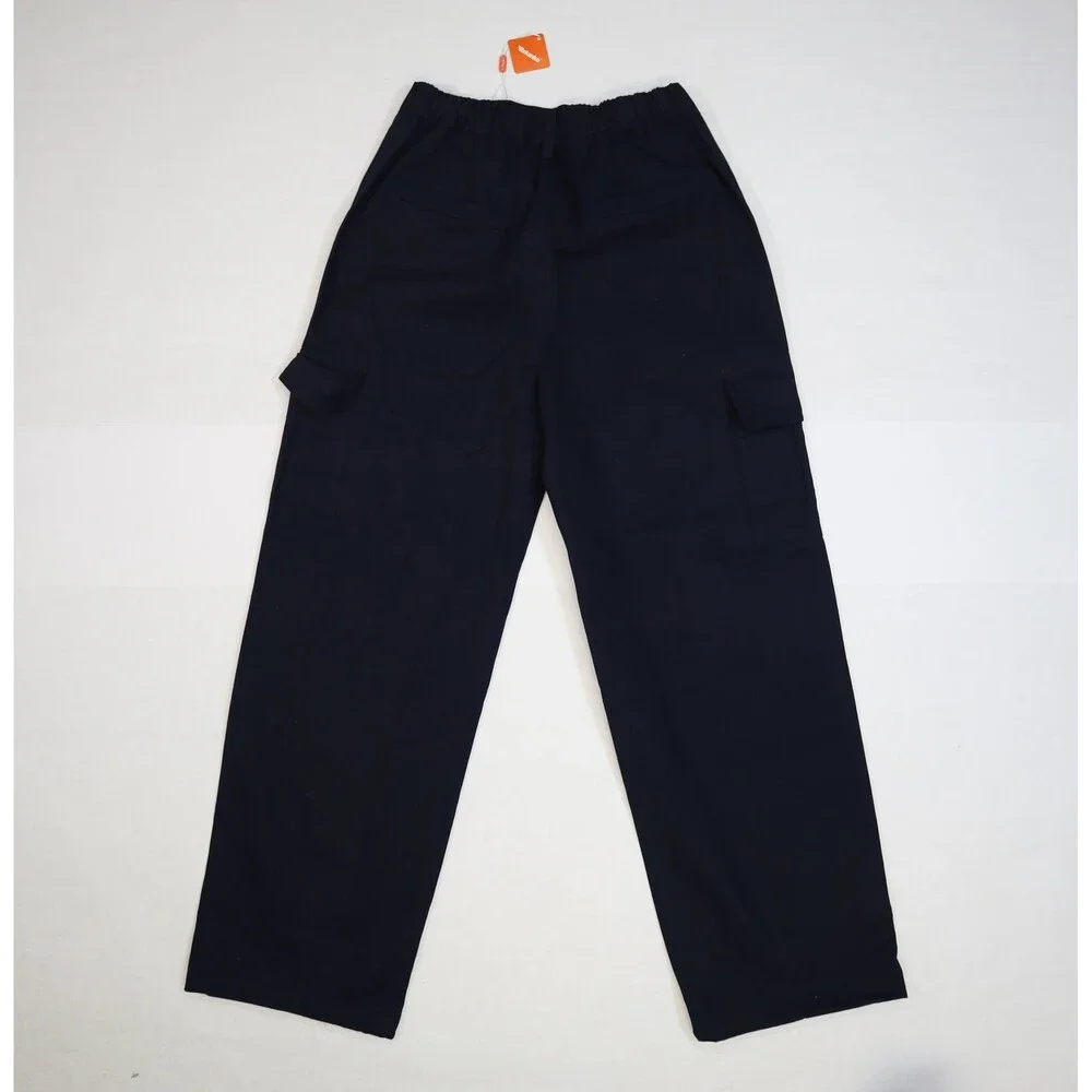 Rolanko Cargo Pants Mens 33x30 Navy Blue Elastic Waist Cotton Workwear Pockets - Picture 5 of 9